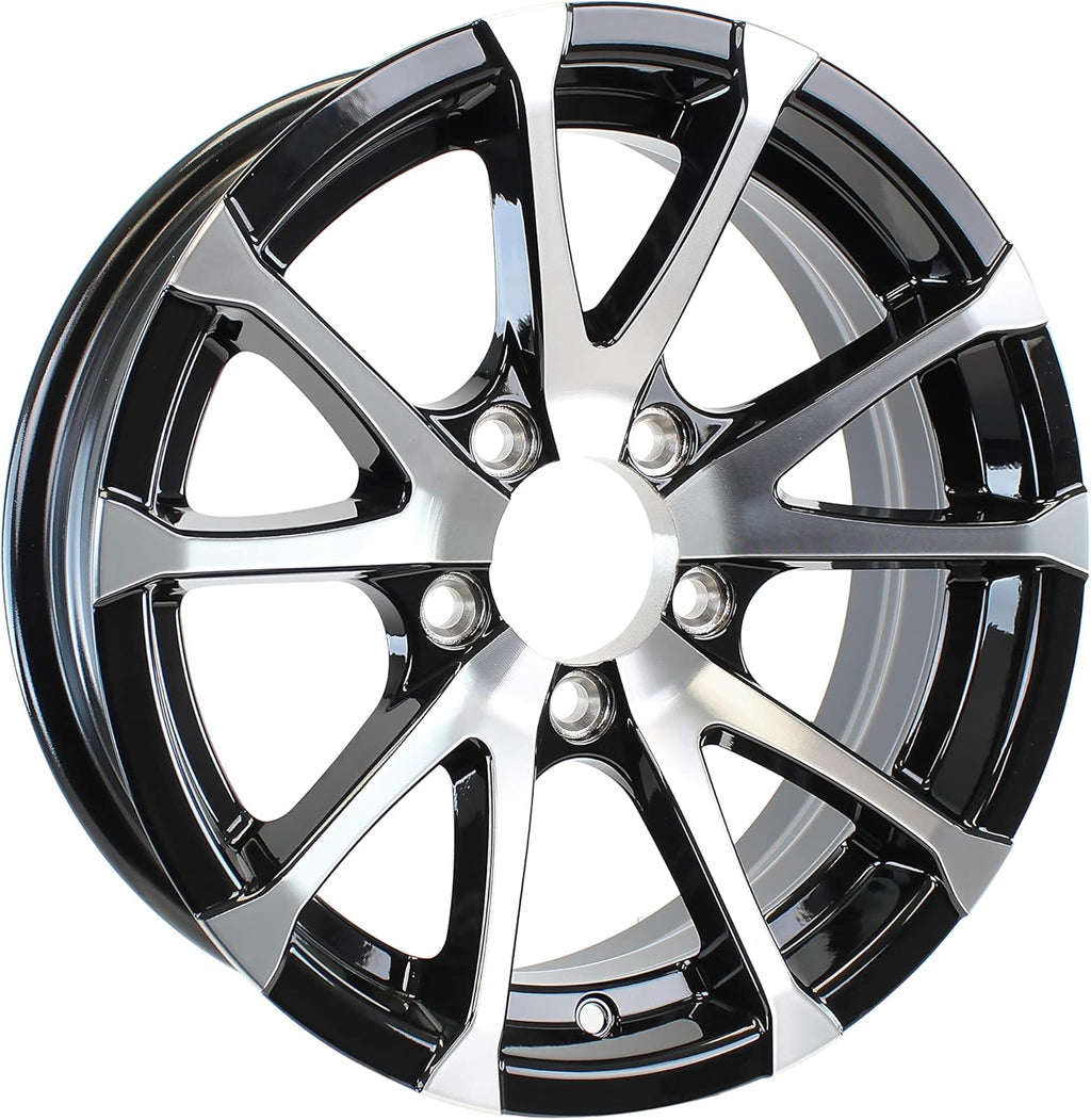 2-Pack Aluminum Trailer Wheels 12X4 12 Inch Rim Black Machined 5 Lug L889809