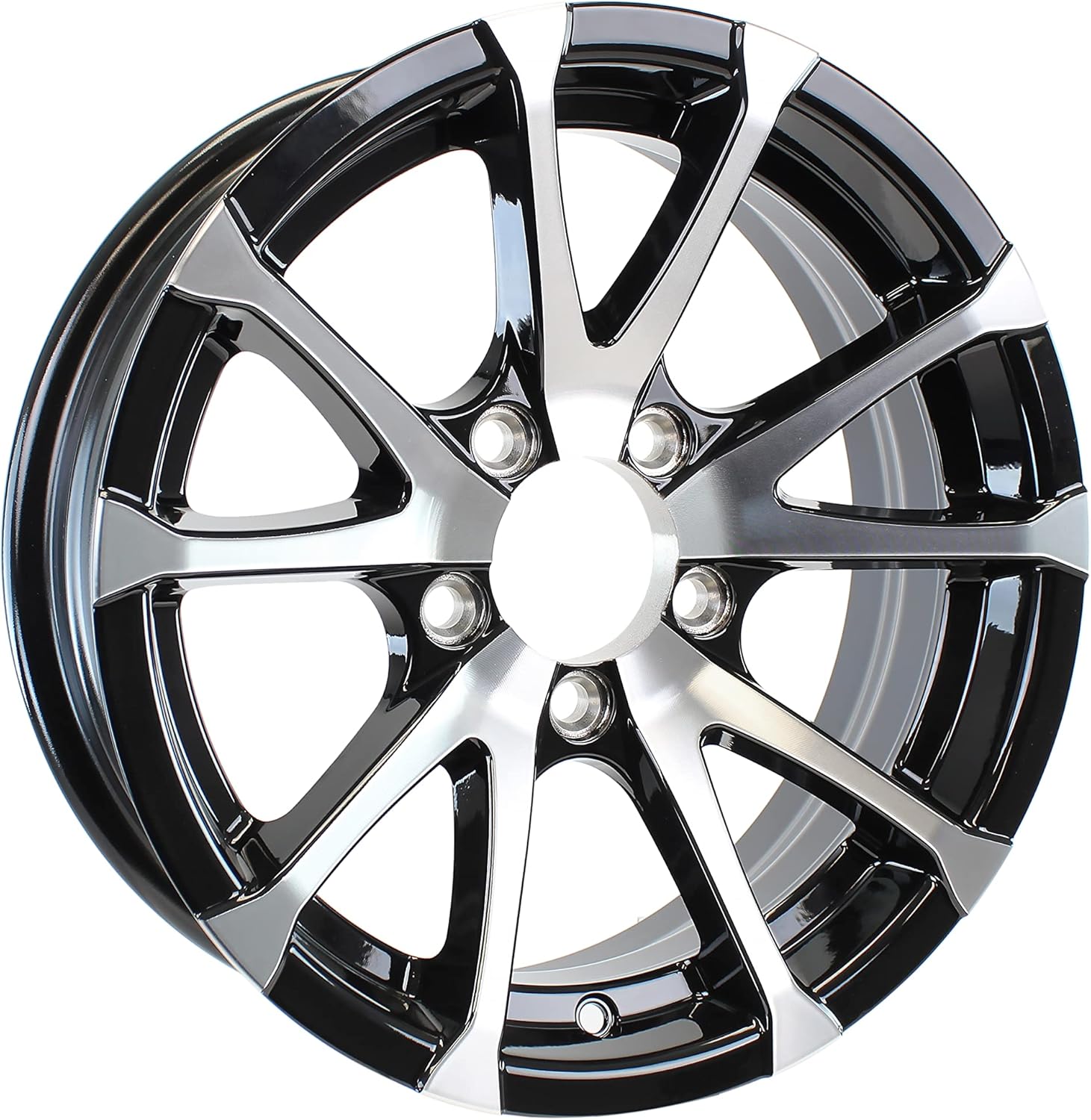 2-Pack Aluminum Trailer Wheels 12X4 12 Inch Rim Black Machined 5 Lug L889809