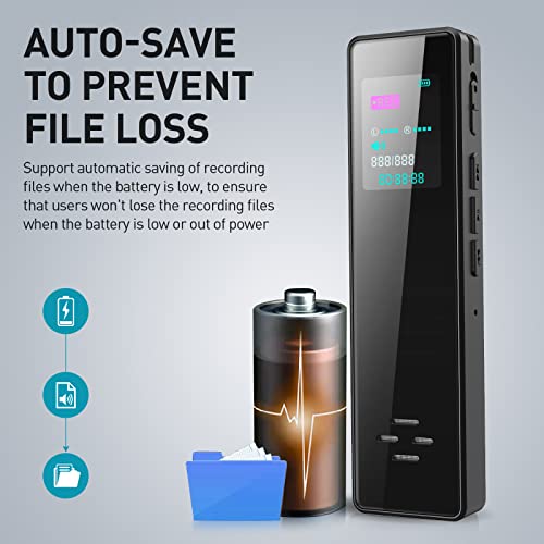 64GB Digital Audio Voice Recorder with Playback, Noise Reduction, MP3 Player O788