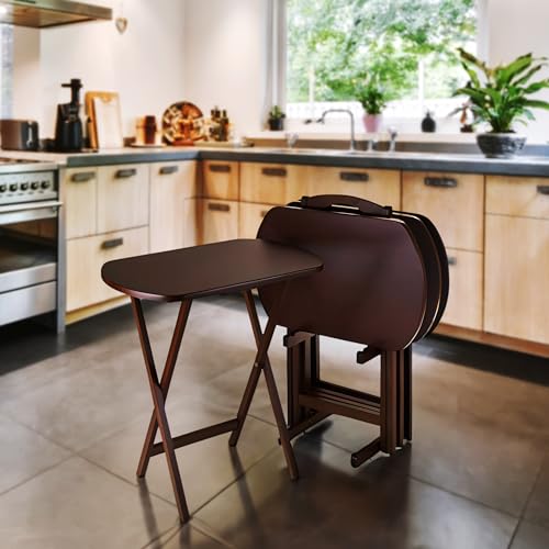 2-Piece Lacquered Wooden Snack Table Set E9107