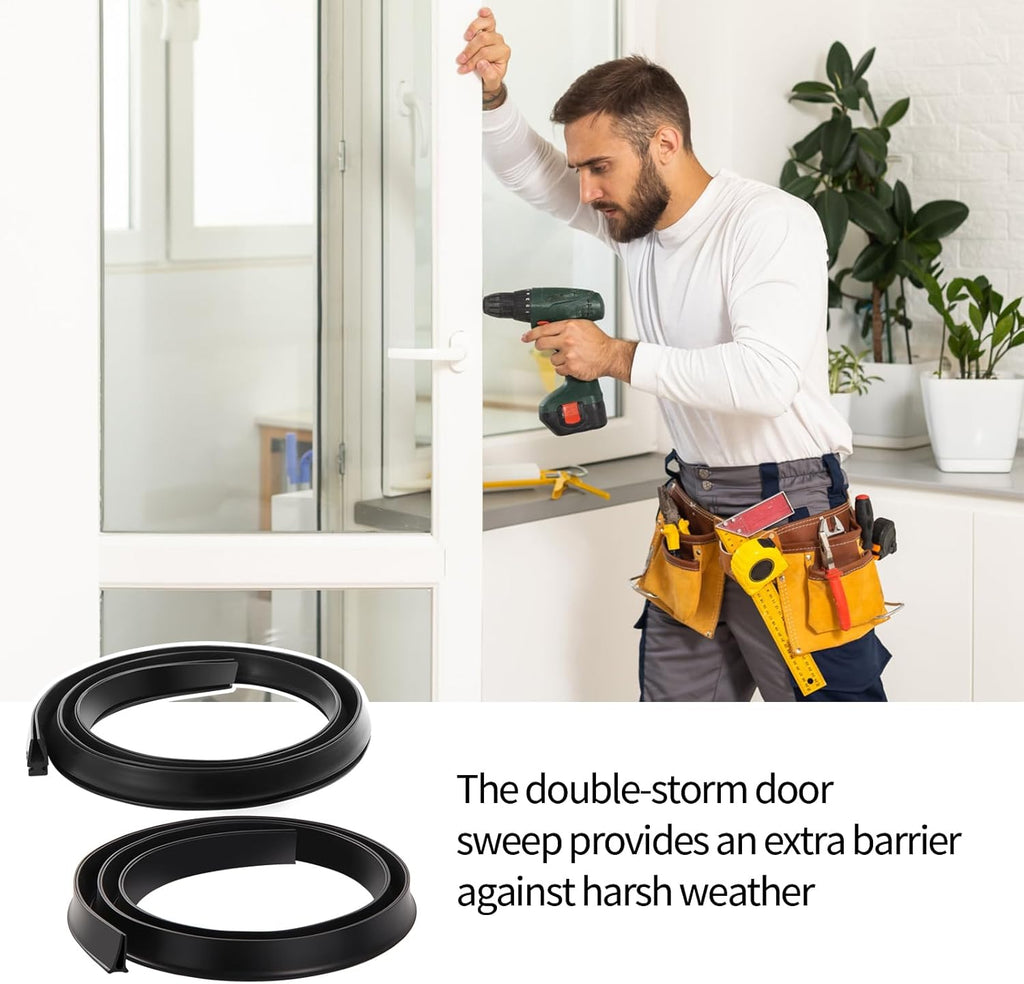 2-Piece Set Vinyl and Metal Door Sweep Assembly E127