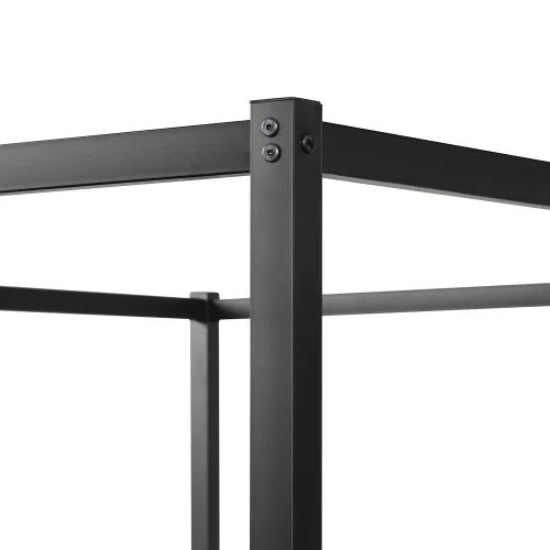 Black Metal Queen Canopy Bed Frame with Headboard Q2932