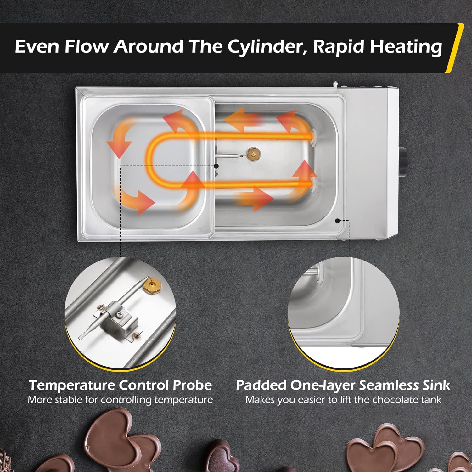 2-Tanks Chocolate Melting Machine 1000W Electric Chocolate Melter Z5062