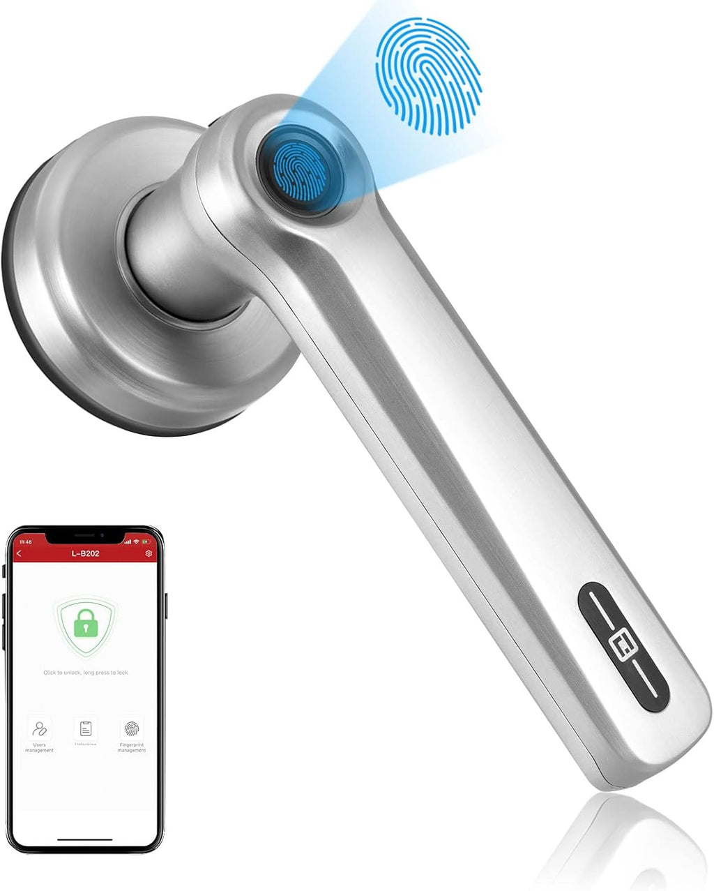 Silver Smart Door Lock with Fingerprint D72018