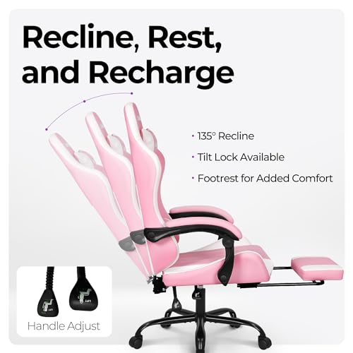 Black PU Leather High Back Ergonomic Video Gaming Chair with Footrest A404