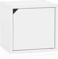 White Stackable Bookshelf Cube with Door Modular Closet Organizer and Storage M3796