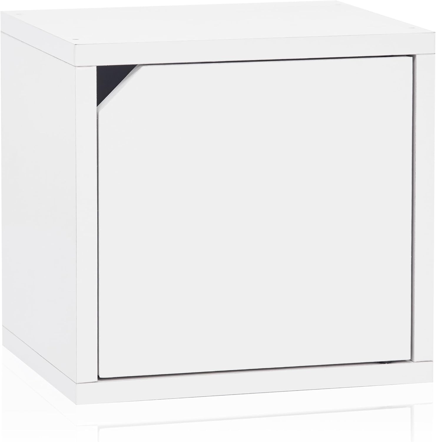 White Stackable Bookshelf Cube with Door Modular Closet Organizer and Storage M3796