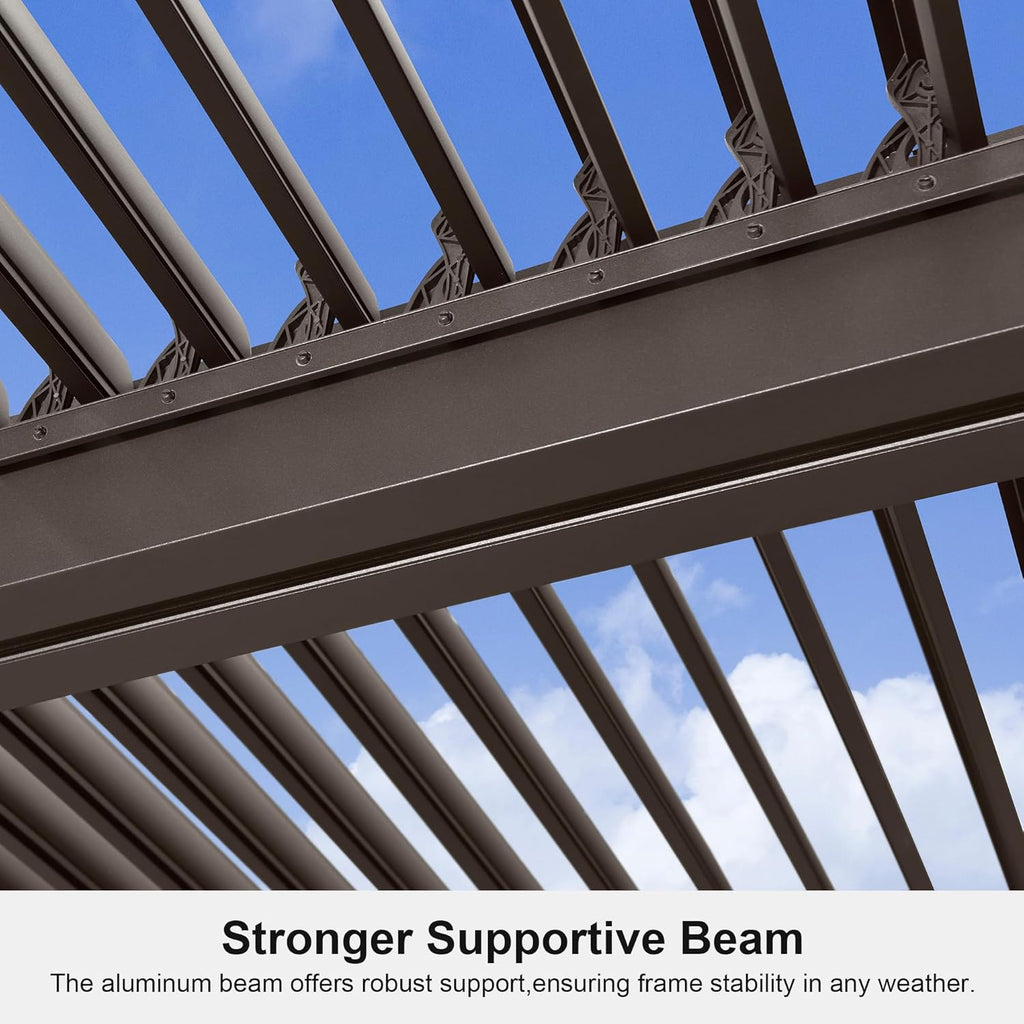 11' × 13' Louvered Aluminum Pergola with Roller Blinds Y6486