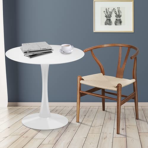 Black Round Dining Table with Metal Pedestal Base S859315