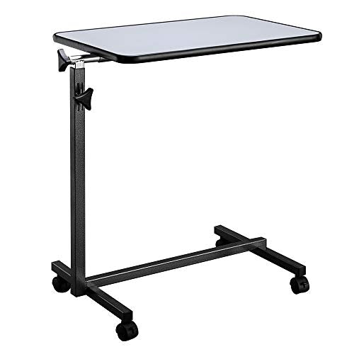 Dark Wood Grain Color Tilting Overbed Table with Wheels P781080