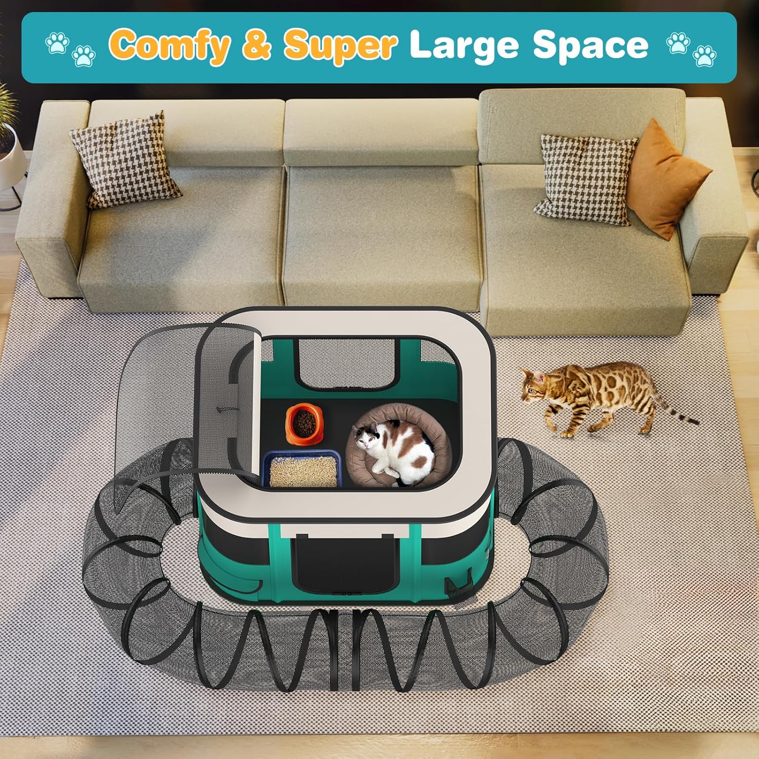 Outdoor Cat Enclosure with Tunnel Z252325