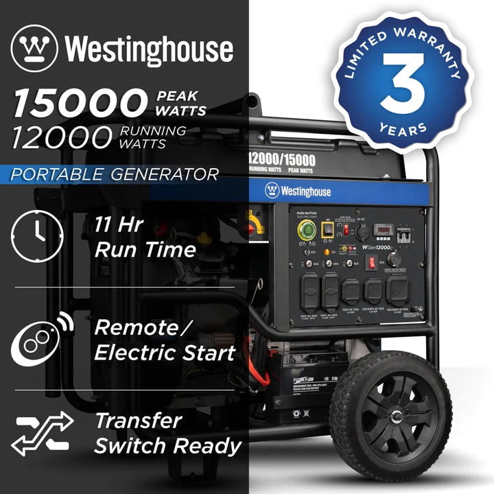 15,000 Watt Portable Gas Generator with Electric Start P828