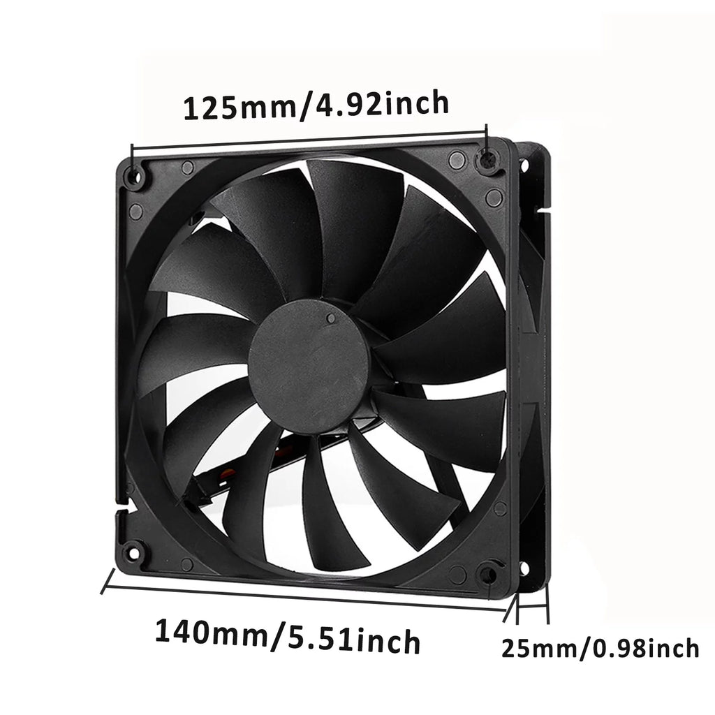 Black 140mm 4pin PWM Computer Case Cooling Fan 3-Pack O696