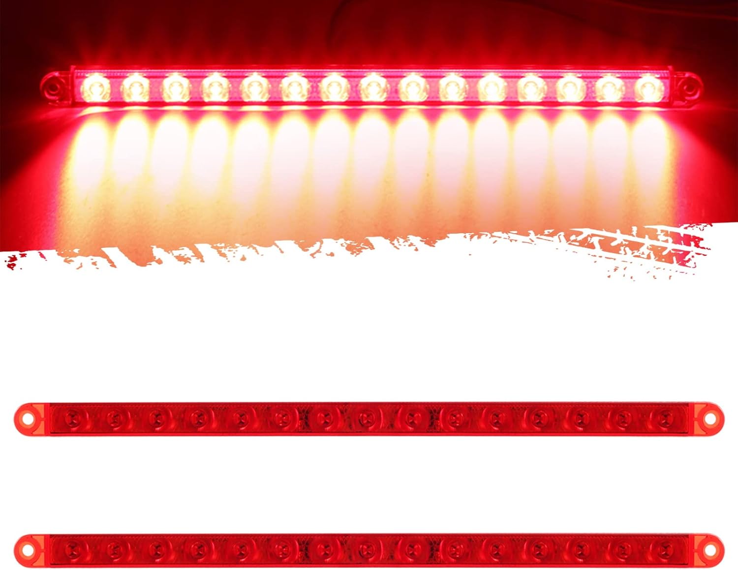 2Pcs 12" 15 LED Red Trailer Truck Identification Light Bar T964