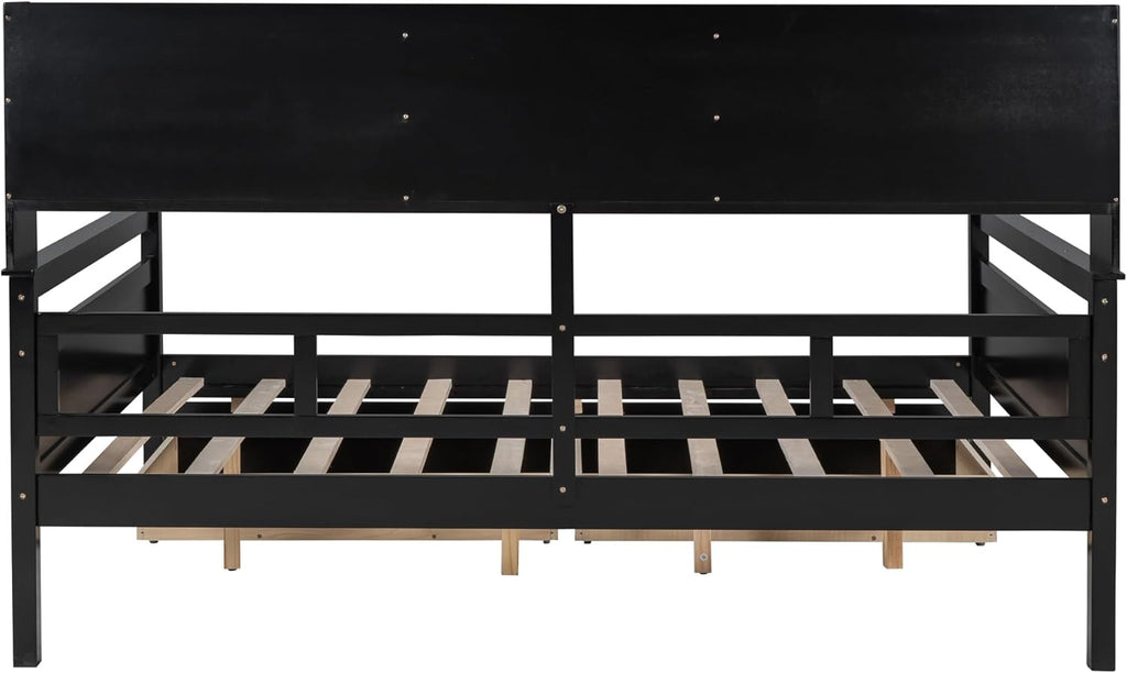 Espresso Full Size Wood Daybed with 2 Storage Drawers L8018
