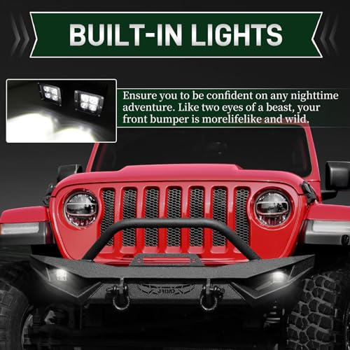 Front Bumper with LED Lights, 2 x D-Rings, Winch Plate U257456
