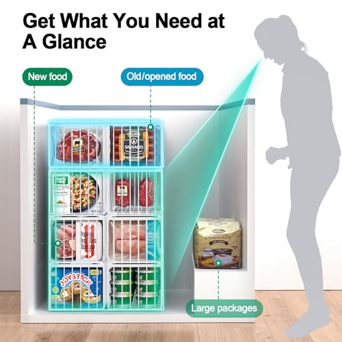 4 Pack Stackable Black Freezer Organizer Bins with Handles G345