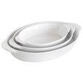 Set of 3 White Porcelain Oval Bakers B211