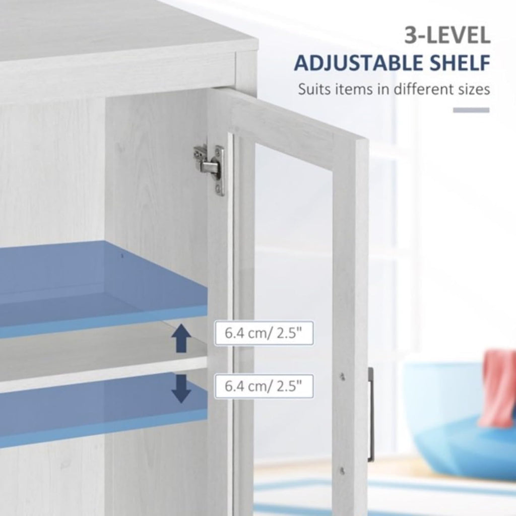 White Floor Bathroom Cabinet with Doors T22029