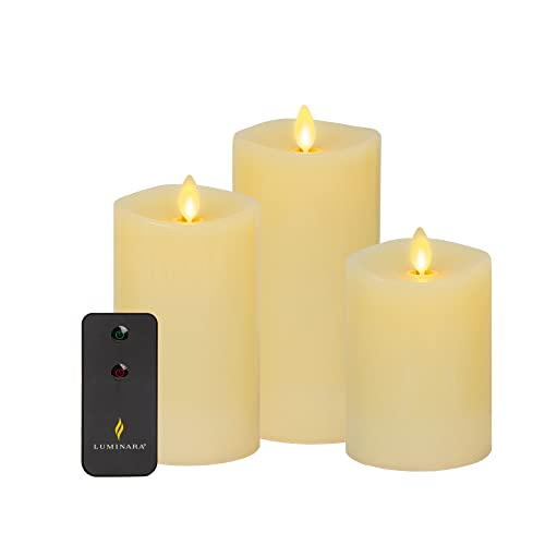 Set of 3 LED Pillar Candles with Remote (Ivory) D30205
