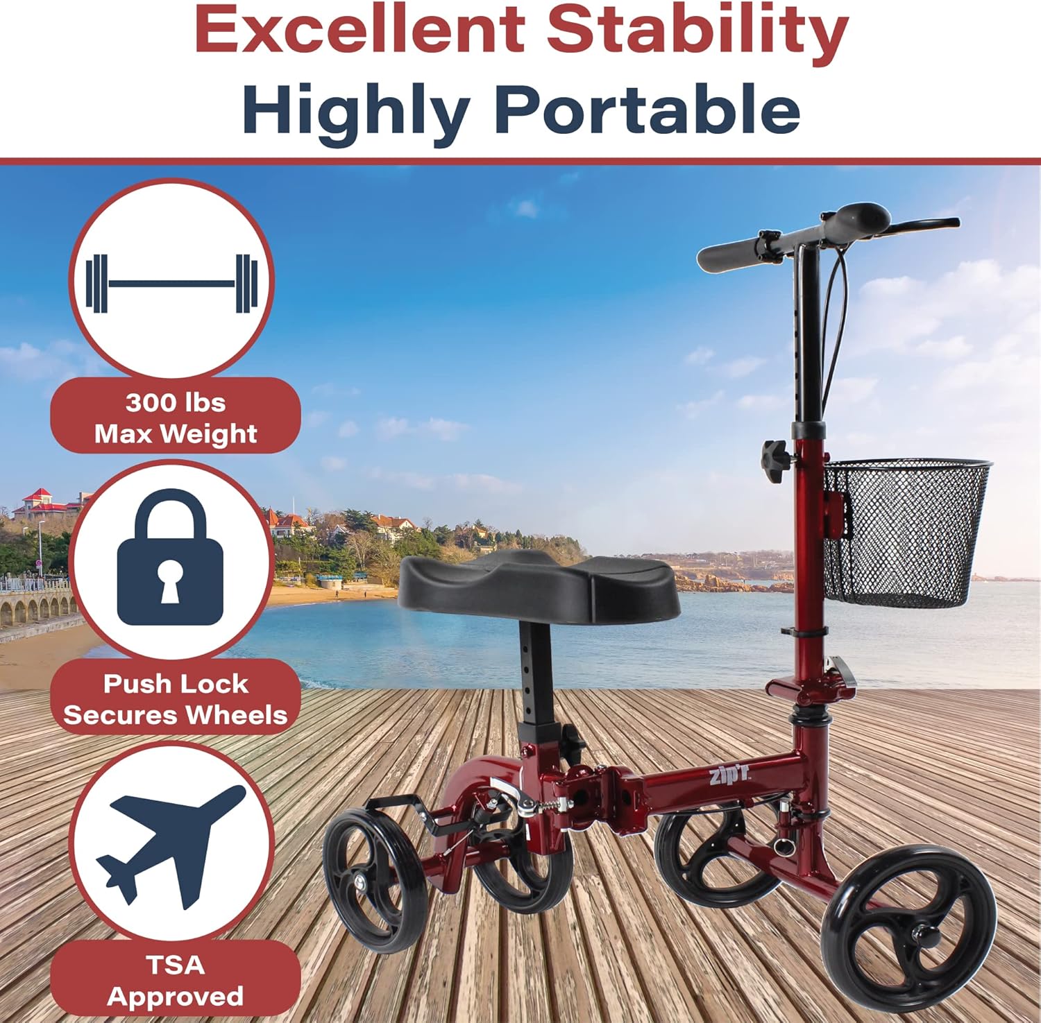 Folding Knee Scooter with Removable Basket Y1009