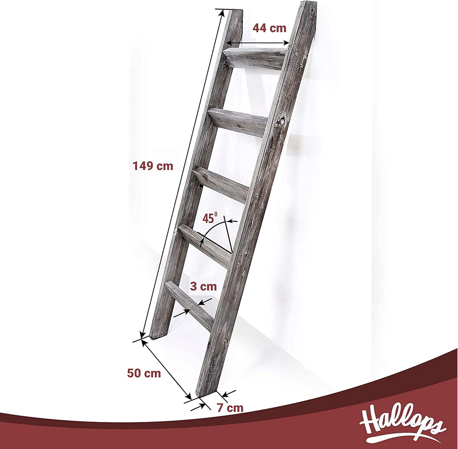 Gray White Wood Ladder Shelf Y2220