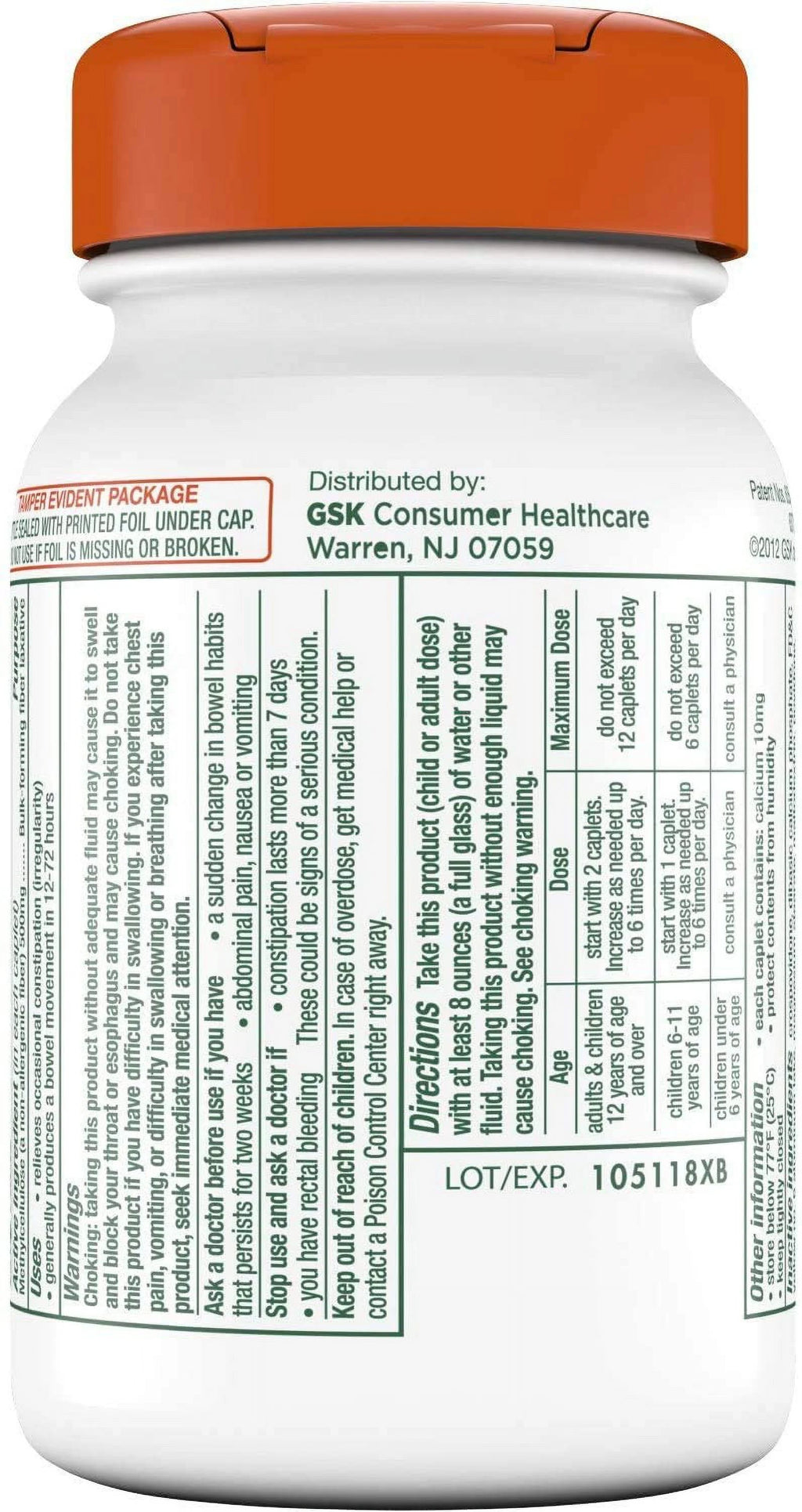 100 ct Fiber Supplement Caplets H630