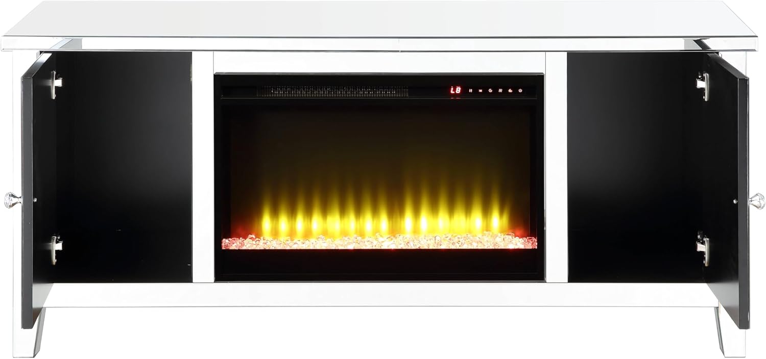 Mirrored TV Stand with Fireplace X54049