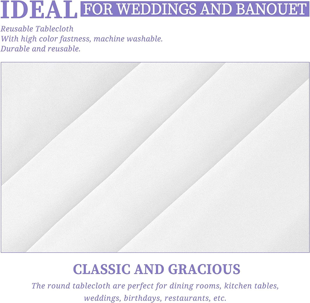 8 Pack 120 Inch White Round Polyester Tablecloth J3143