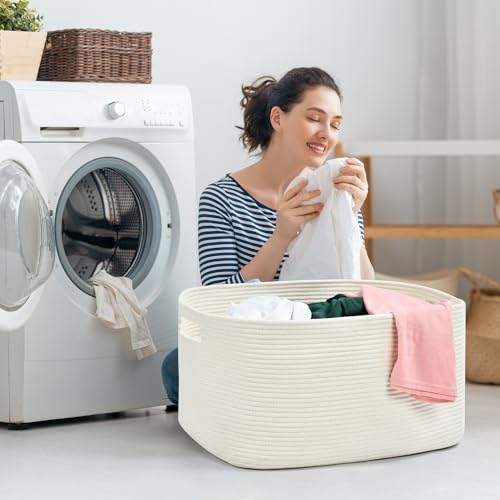 Rectangle Woven Cotton Rope Storage Basket X78899