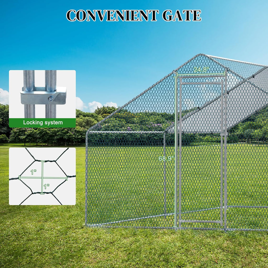 Large Metal Chicken Coop with Waterproof Cover T6903