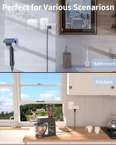 White 6AC 3USB Wall Outlet Extender with Rotating Plug W45773