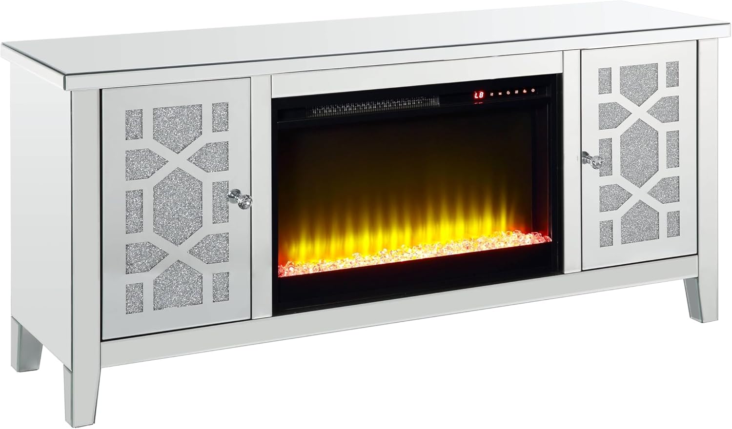 Mirrored TV Stand with Fireplace X54049