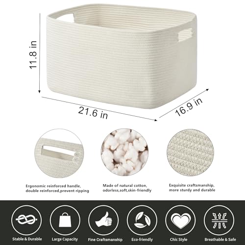 Rectangle Woven Cotton Rope Storage Basket X78899