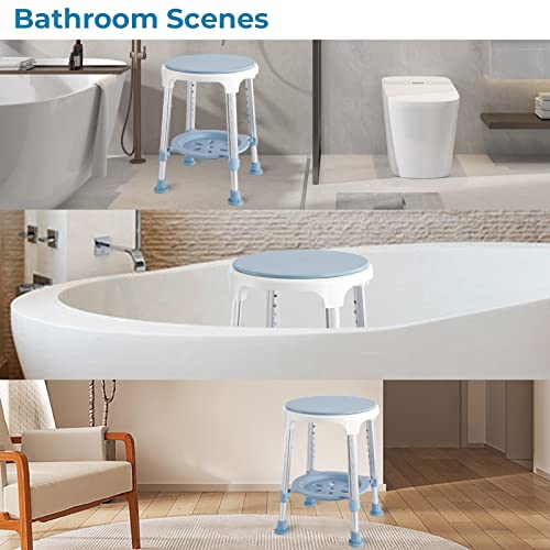 Adjustable Round Shower Seat with 5 Adjustable Heights 19''-21'' Load 350LB R4008