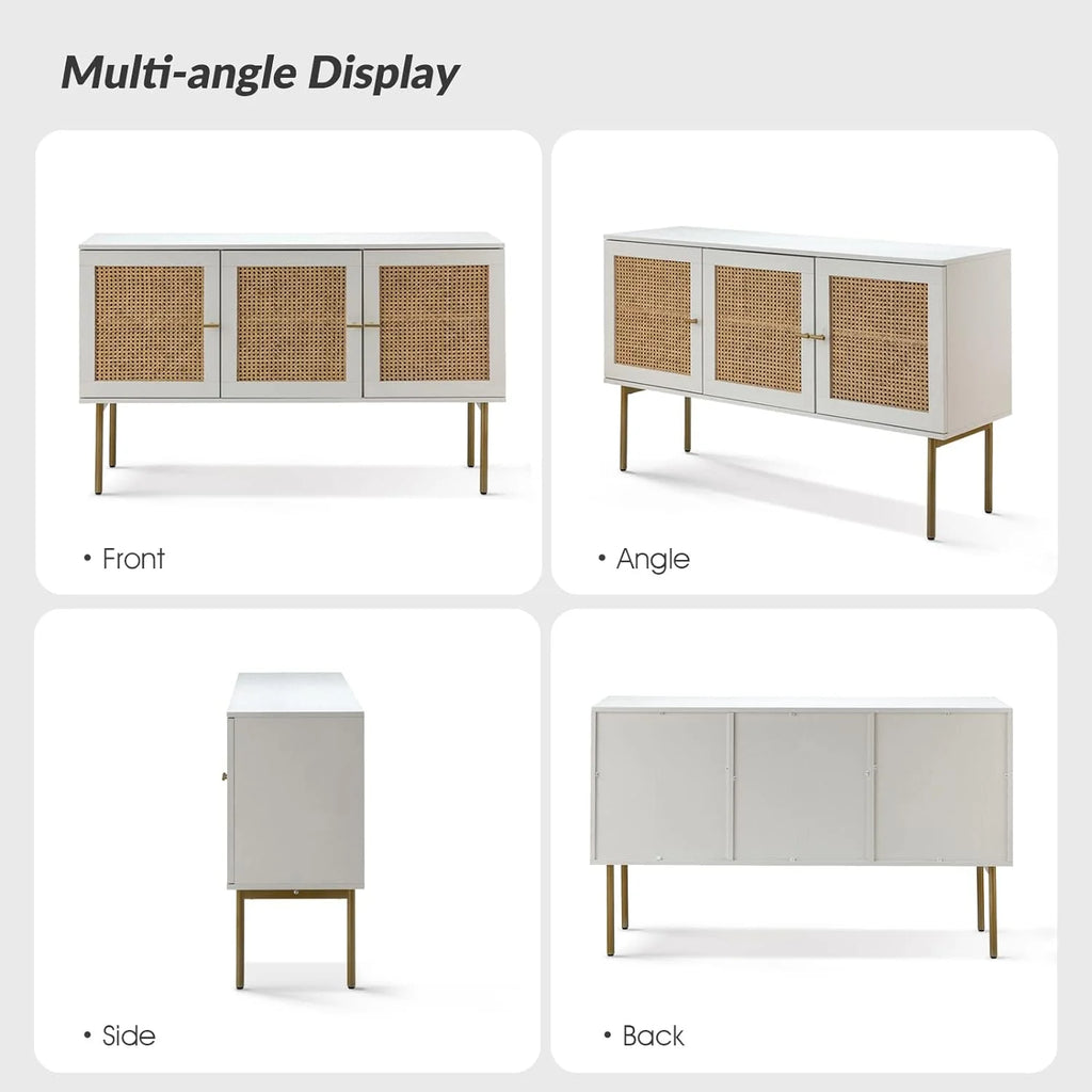 White 3 Door Sideboard Buffet Cabinet with Adjustable Shelves W5374