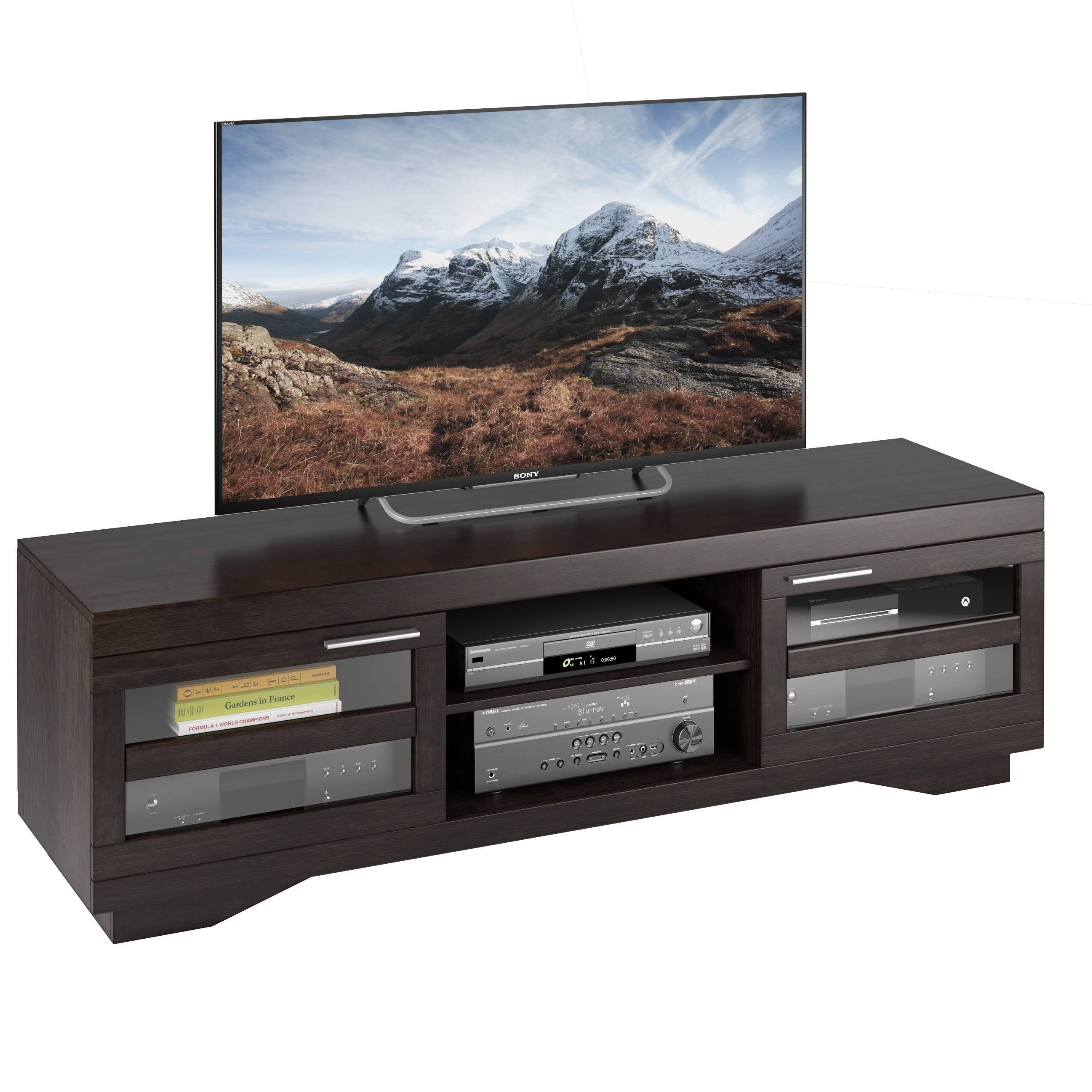 Mocha Black 66-Inch Wood Veneer TV Bench S3829