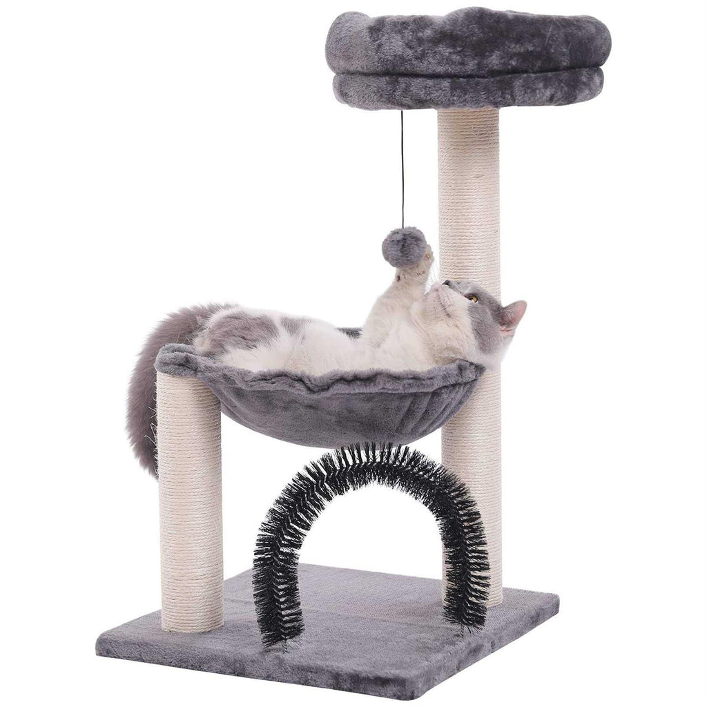 27.8 INCHES Multi-Level Cat Tree with Scratching Posts Plush Basket & Perch G61034