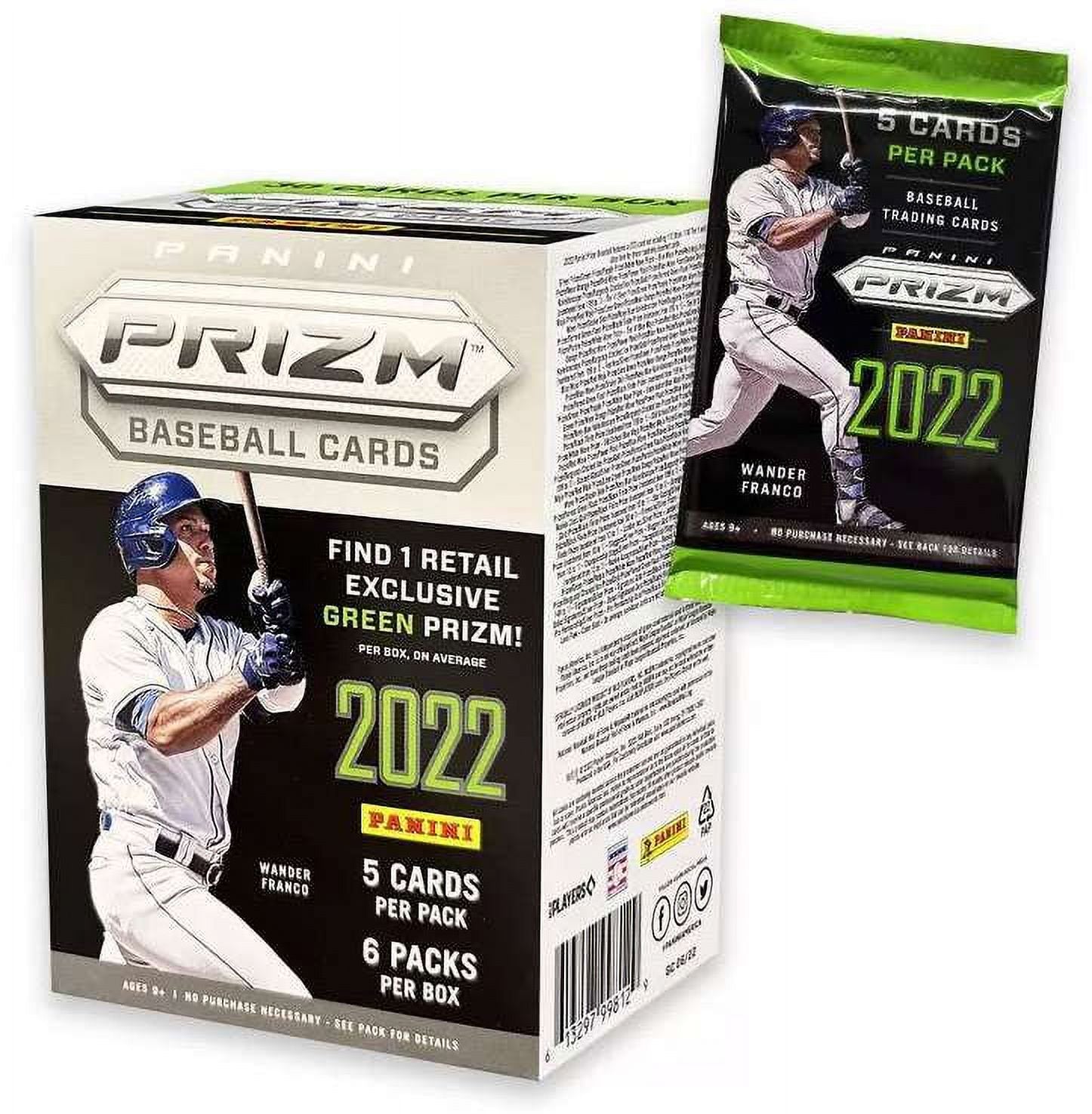 2022 Prizm Baseball Trading Card Blaster Box (6 Packs, Green Prizms) Q468