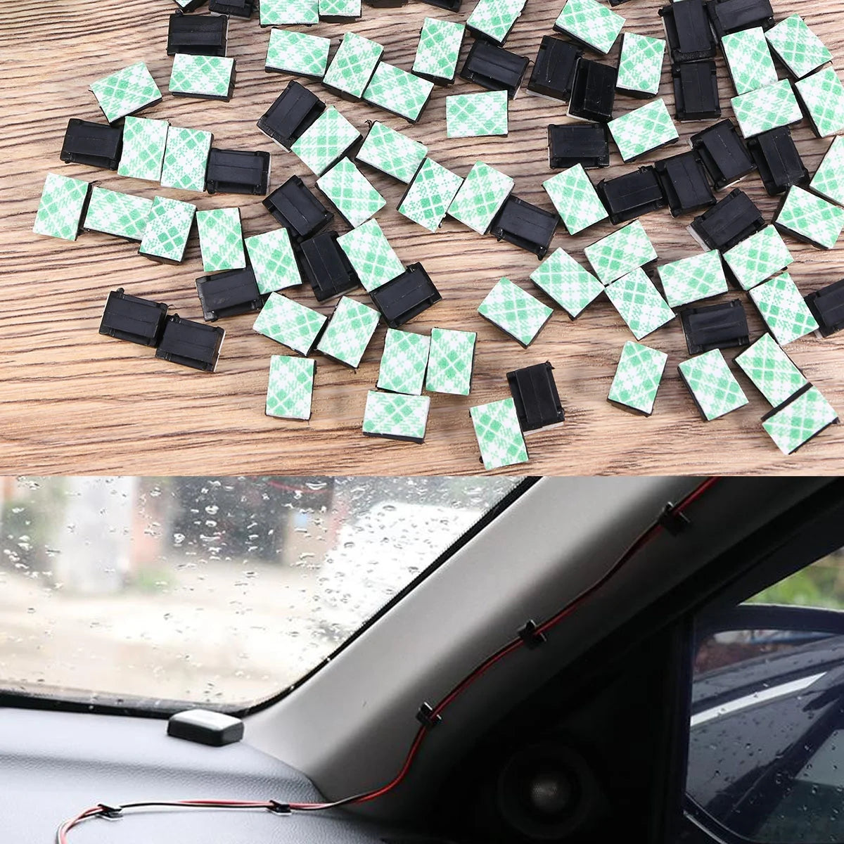 100pcs Black Adhesive Cable Clips Wire Cord Holders X3611