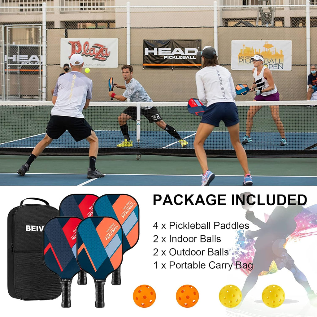 Set of 4 Lightweight Pickleball Paddles with Carry Bag G560