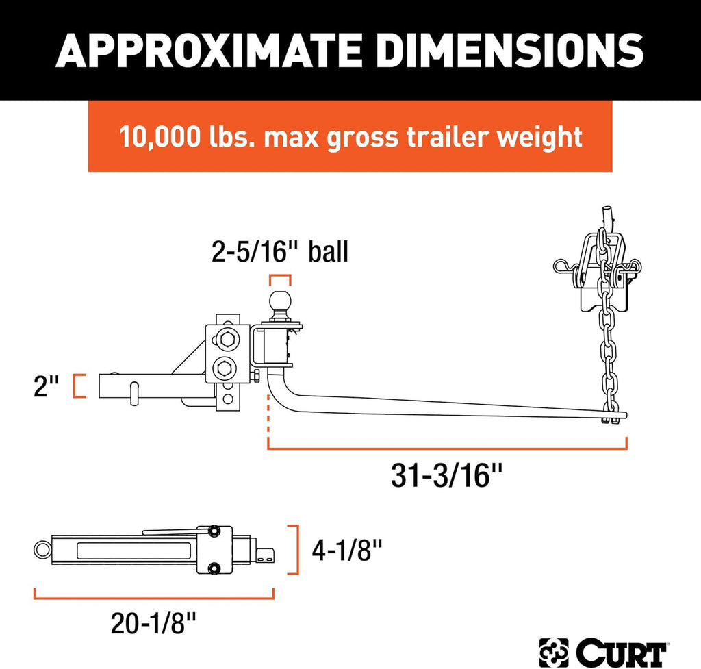 Black Round Bar Weight Distribution Hitch, 2-in Shank, 2-5/16-Inch Ball N66853