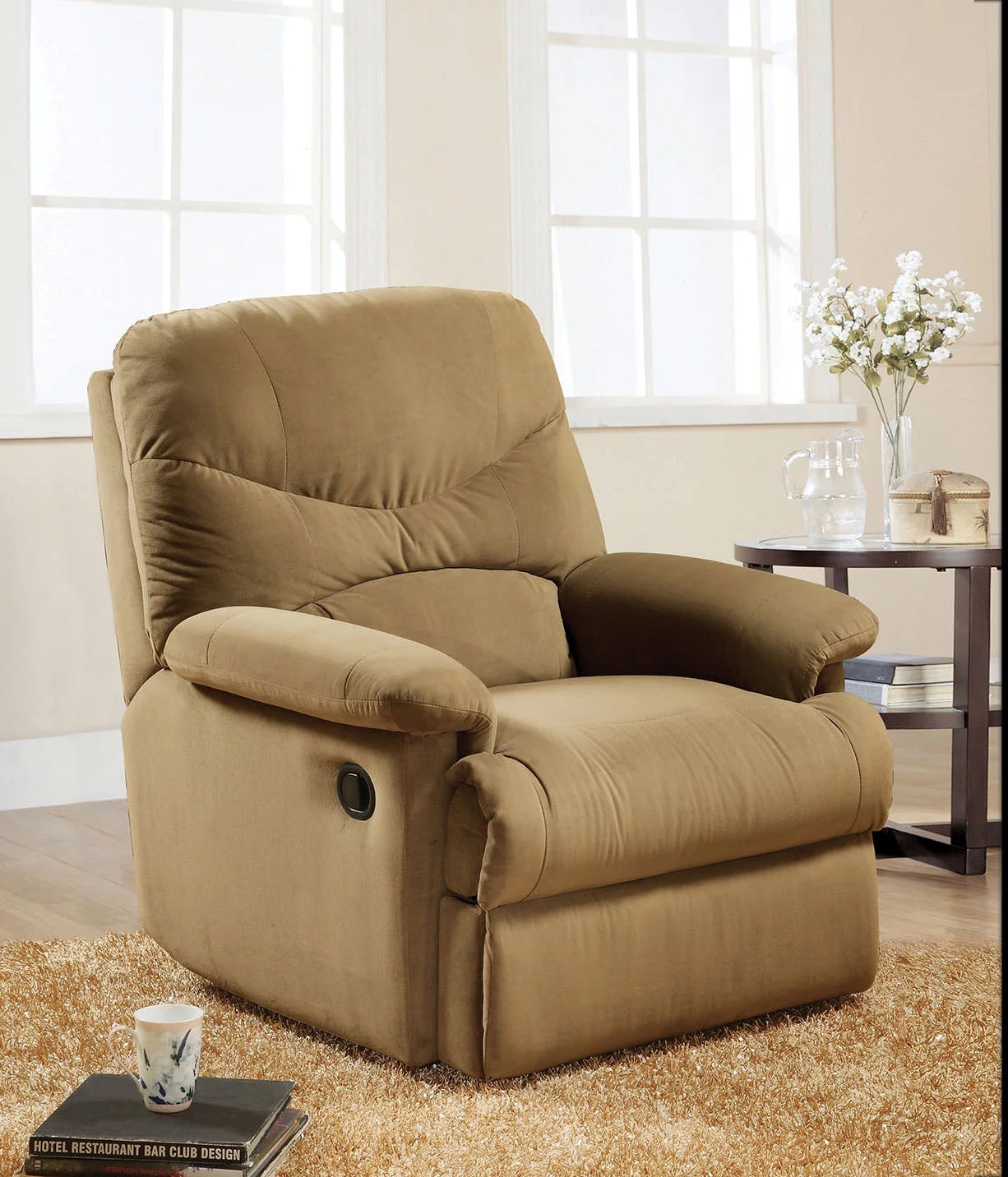 Light Brown Microfiber Recliner G935213