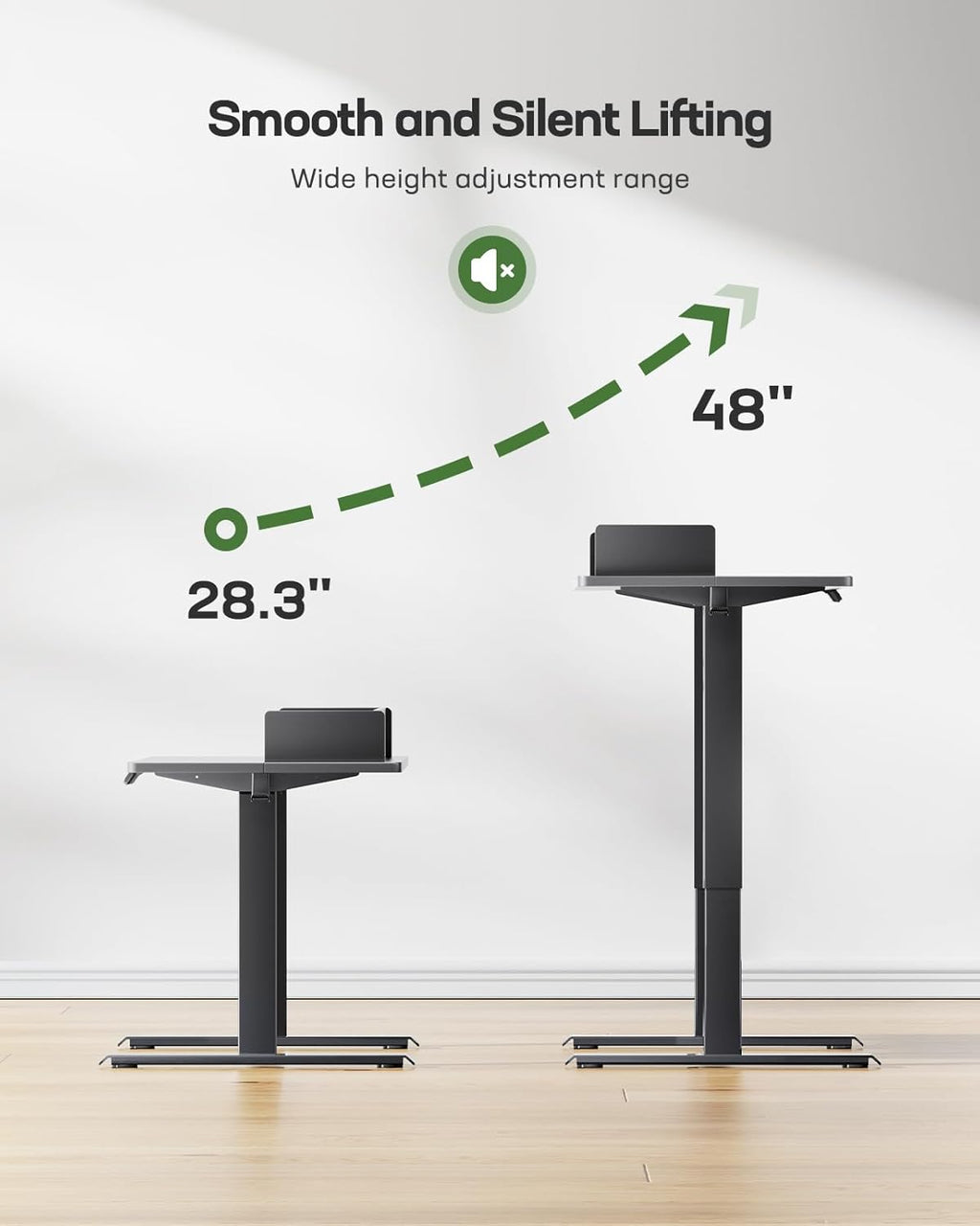 Black 55 x 24 Inches Height Adjustable Electric Standing Desk with Dual Drawers W313