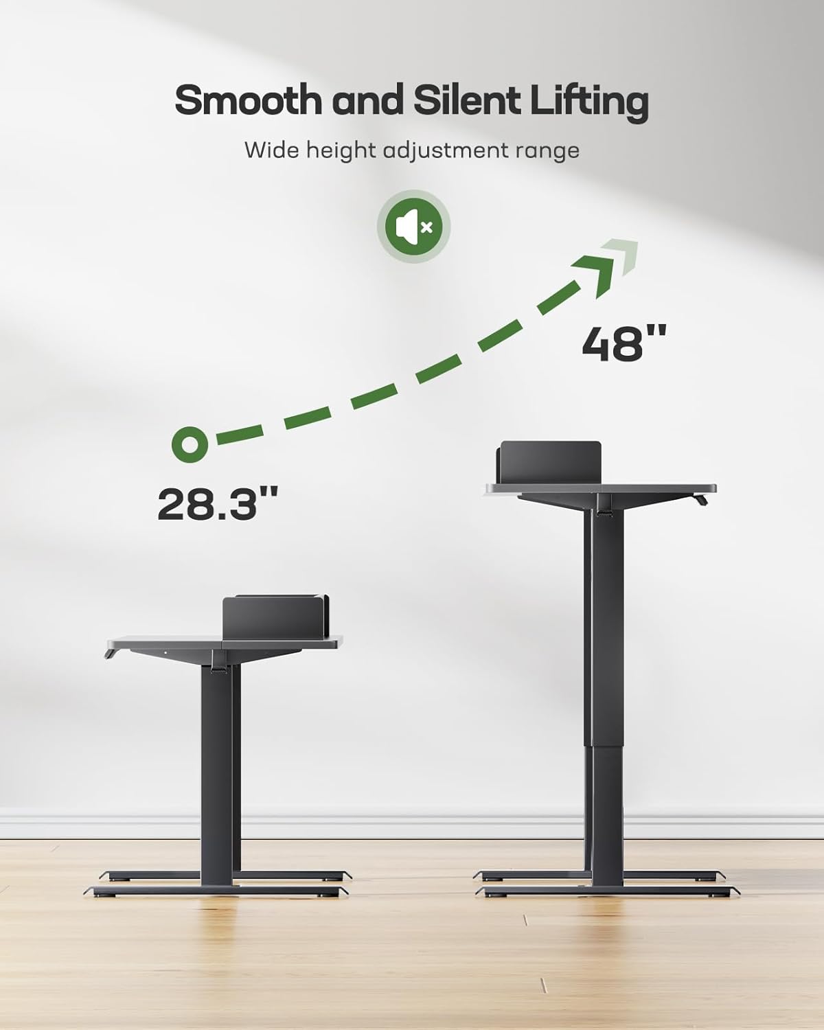 Black 55 x 24 Inches Height Adjustable Electric Standing Desk with Dual Drawers W313