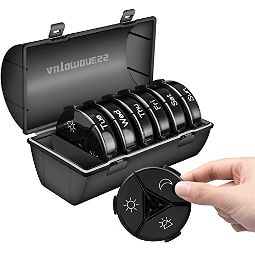 Black Weekly Pill Organizer 3 Times a Day R8141