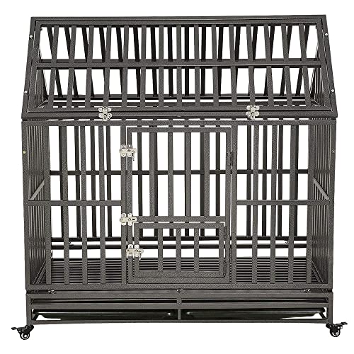 Black 48 inch Metal Dog Cage with Four Wheels V433