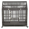 Black 48 inch Metal Dog Cage with Four Wheels V433