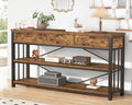 Rustic Brown 55 inch Wood Metal 3 Drawer Console Table K962