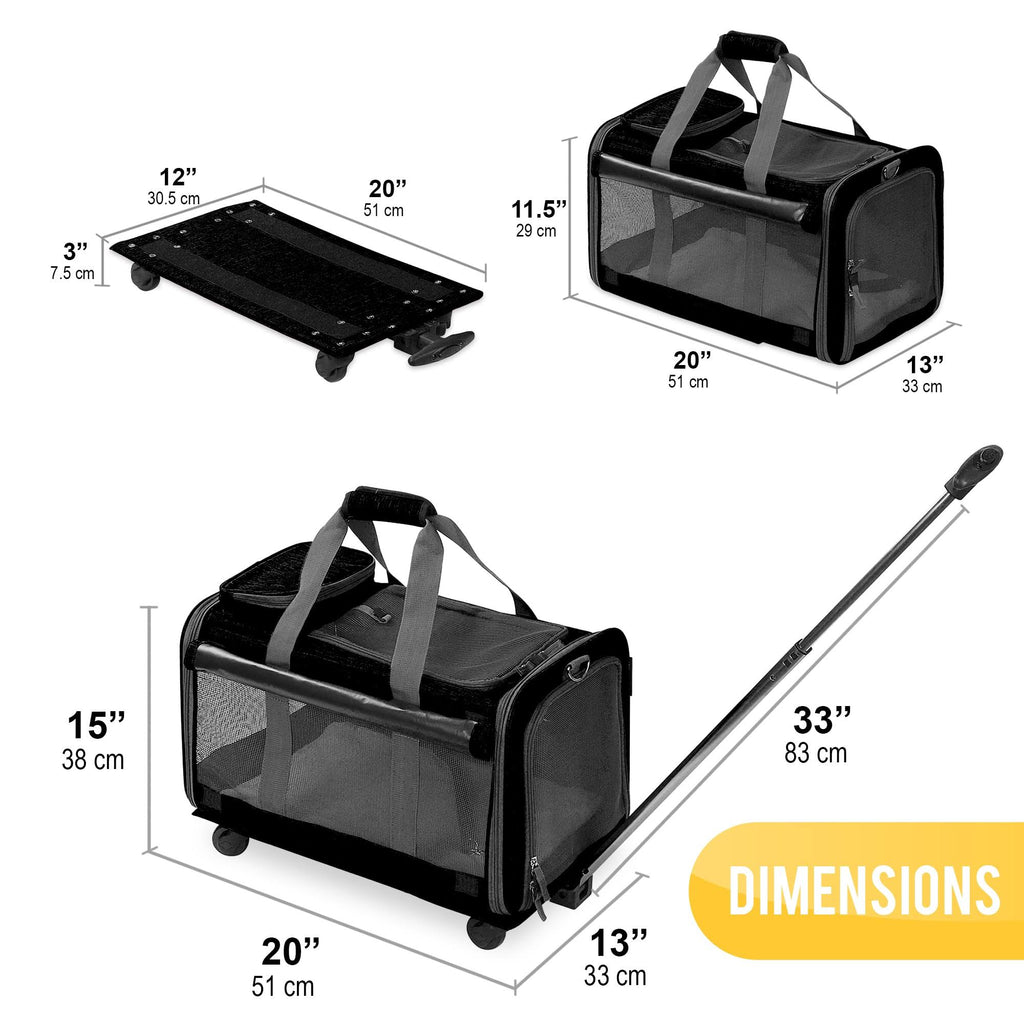 Black Pet Carrier with Detachable Wheels R5606